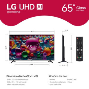 تلفاز سمارت 4K ألترا إتش دي 65 بوصة بمعالج α7 AI الجيل الثامن 65 Inch 4K UHD AI Smart TV with α7 AI Processor Gen8