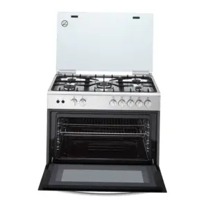 طباخ غازي بخمسة شعلات Triple Flame – عرض 90 سم – لون ستانلس ستيل Gas Cooker with 5 Burners Triple Flame - 90 cm - Stainless Steel